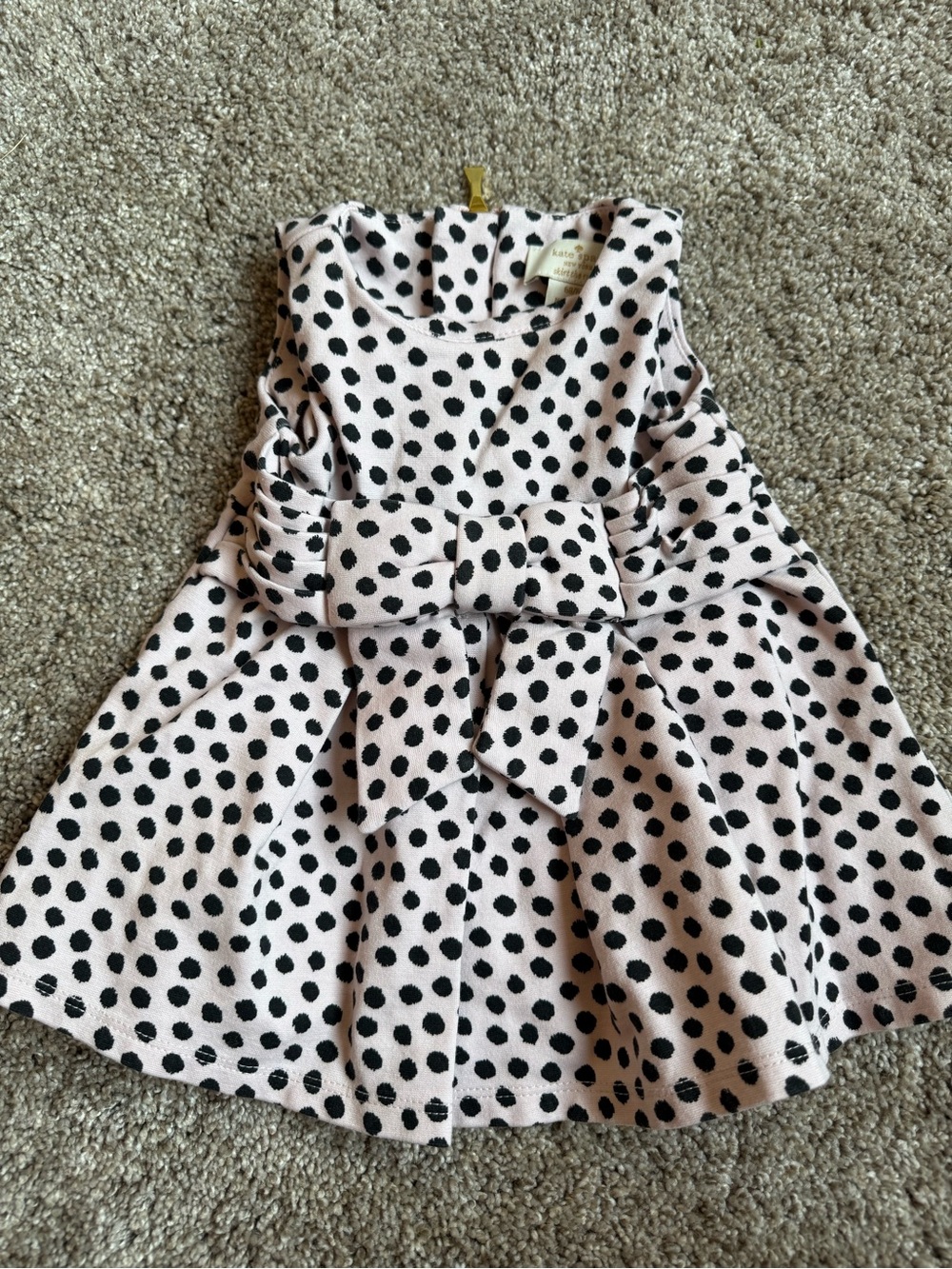 kate spade Pink and Black Polka Dot Bow Dress